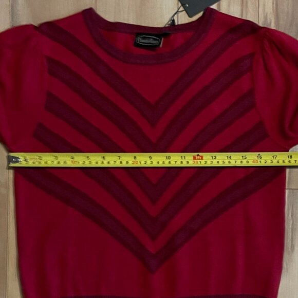 Voodoo Vixen Red Chevron Knit Sweater Top Vintage Pin Up Rockabilly Style, Sz 10 - Picture 6 of 7